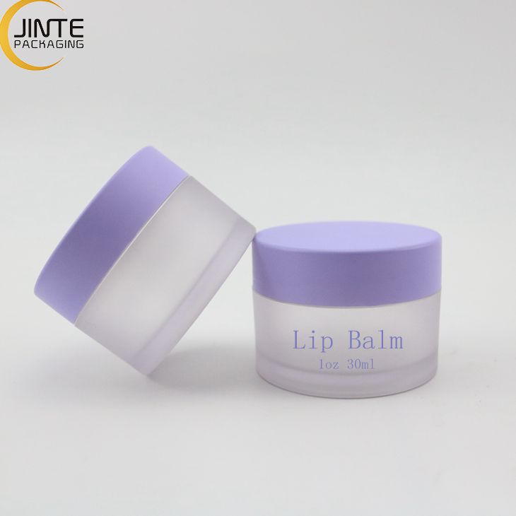 Jinte Wholesale 1oz 2oz 4oz 6oz 8oz Stackable PETG Plastic Frosted jar With Purple lids for body butter lip scrub container