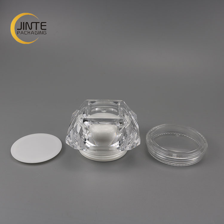 Jinte packaging 3g 5g 10g 15g 20g 30g 50g diamond clear shape empty cosmetic containers acrylic jar for skin care