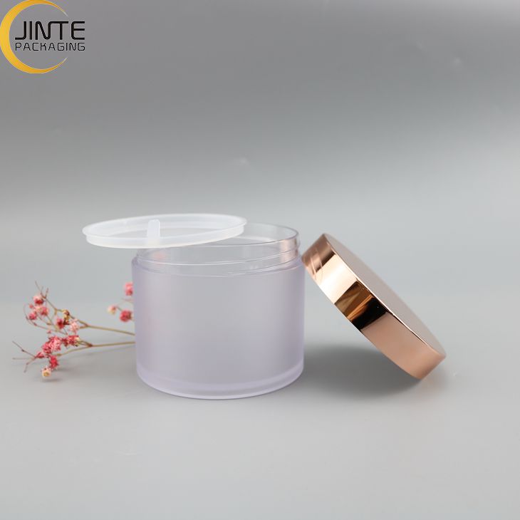 Jinte packaging Cosmetics Container 8OZ PETG Clear or frosted body with Shiny rose gold lids for Body Butter Jar