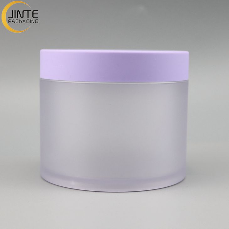 Jinte packaging Custom 8oz PETG Plastic Frosted body jar with matte purple lids for body butter container