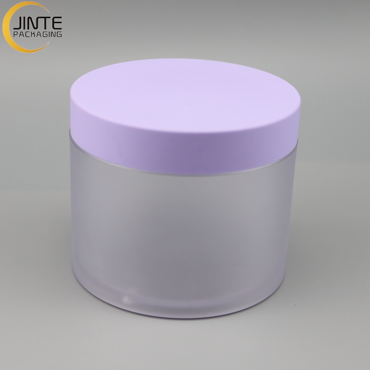 Jinte packaging Custom 8oz PETG Plastic Frosted body jar with matte purple lids for body butter container