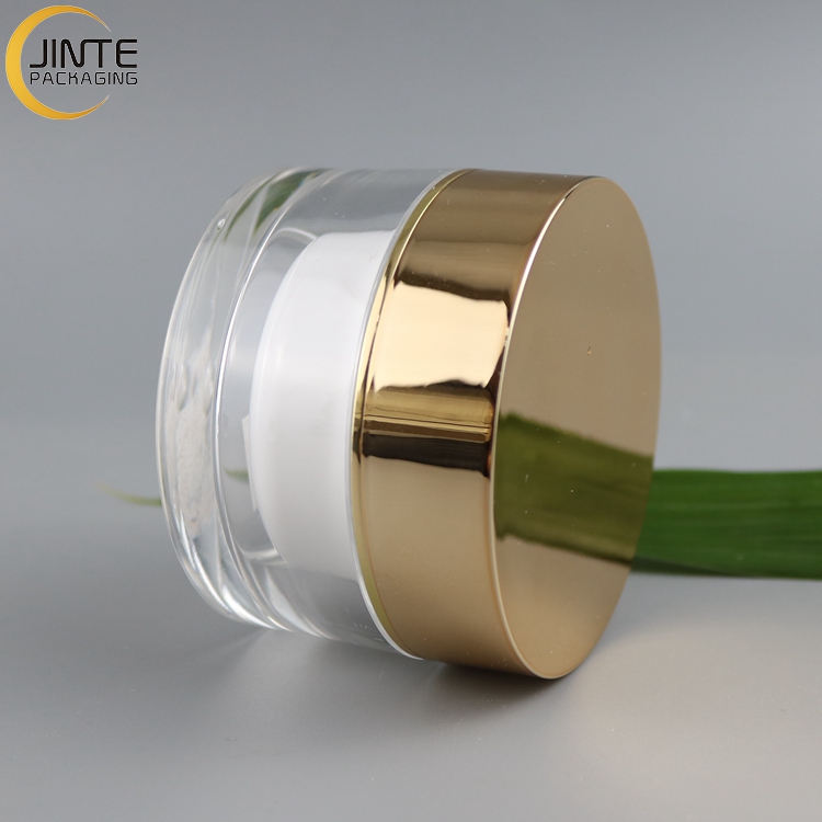 Jinte packaging Wholesale 5ml 15ml 30ml 50ml Acrylic jar with gold lids for face cream packaging