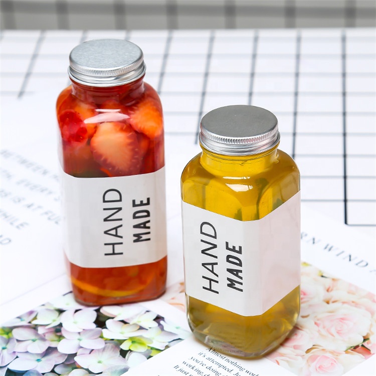 Juice Ice Coffee Cold Brew Glass Square Milk Bottle 500ml Beverage