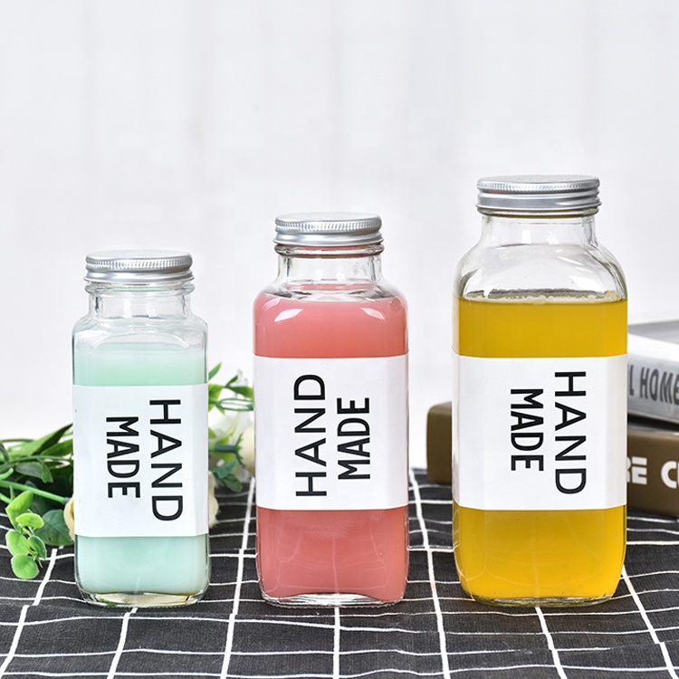 Juice Ice Coffee Cold Brew Glass Square Milk Bottle 500ml Beverage