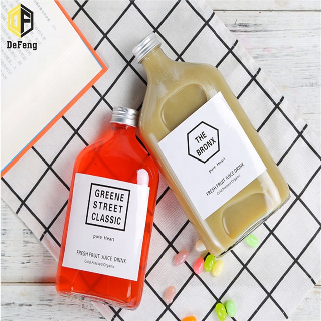 Juice drink bottle 100ml flat wine bottle coffee cold extract milk tea glass bottle