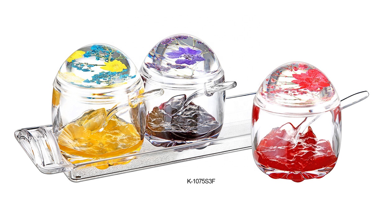 K-1075S3 Wholesale High Quality 3pcs Compartment Kitchen Seasoning Box Kitchen Plastic Seasonings Box