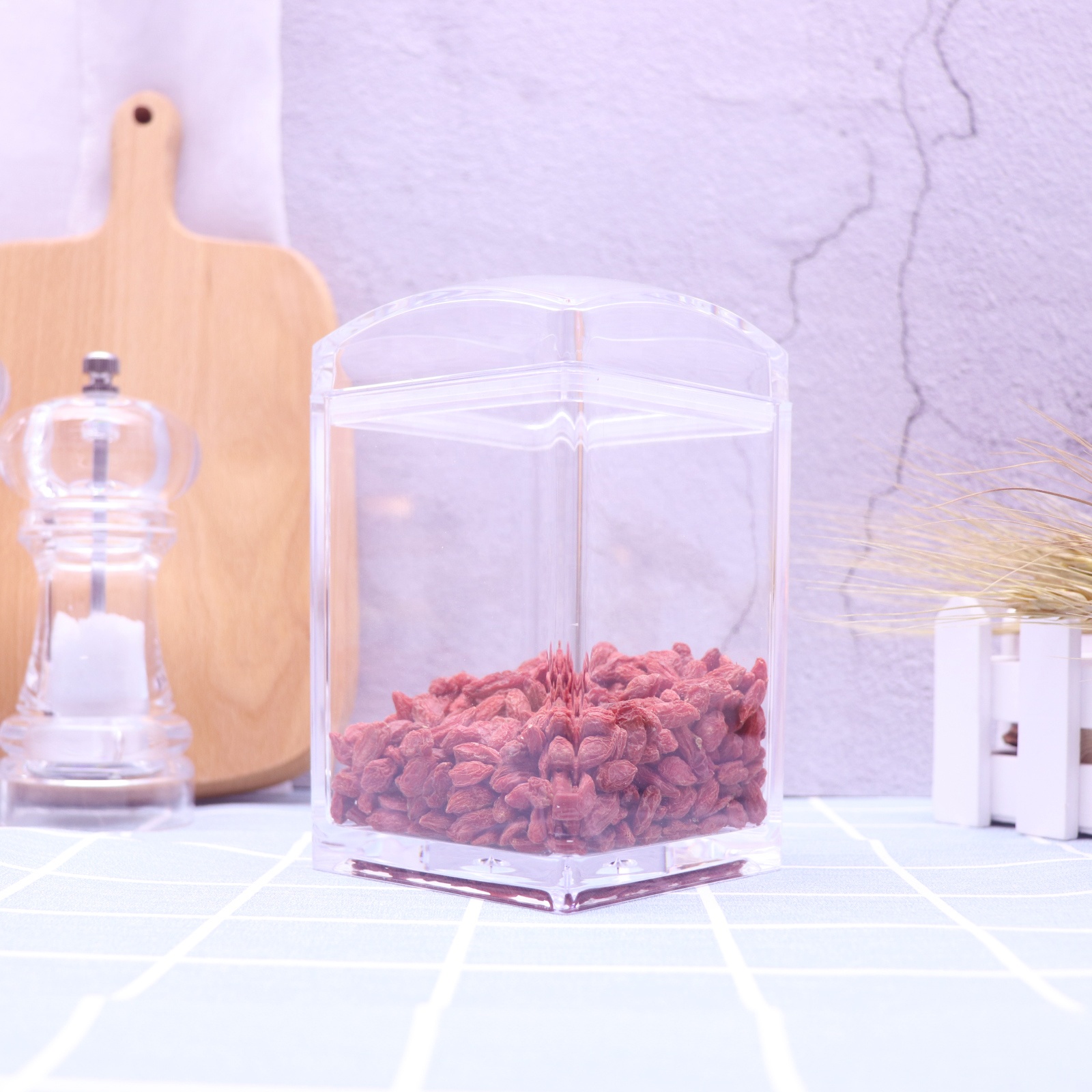 K-5007 480ml Clear Acrylic Food Bottle Kitchen Spice Jar/Holder/Container Cruet With Cover