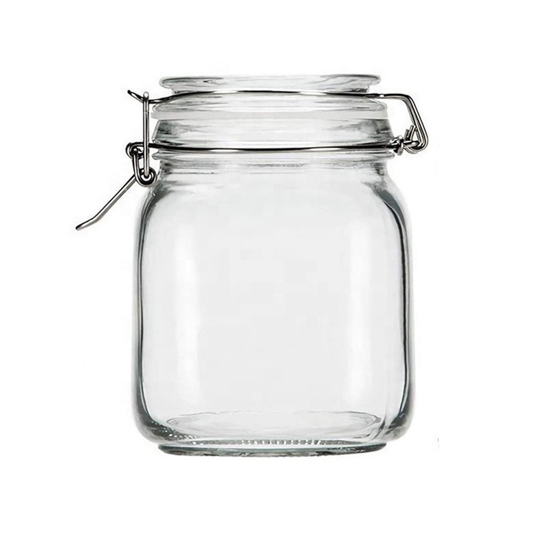 KC0023-1 100ML New Popular Glass Jars And Containers Stainless Steel Buckle Glass Sealed Storage Tank