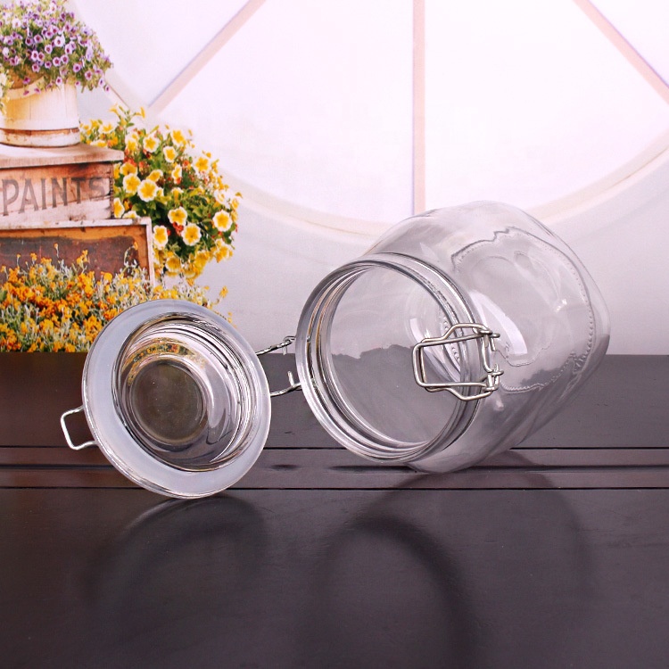 KC0023-1 100ML New Popular Glass Jars And Containers Stainless Steel Buckle Glass Sealed Storage Tank