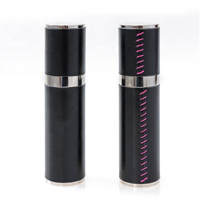 KID 10ml empty vintage refillable black leather spray luxury glass perfume bottle