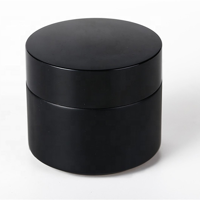 Kangyihong OEM cosmetic 50g cream jar amber glass jar with aluminum screw cap eye hand hair bottle skincare  cosmetics empty