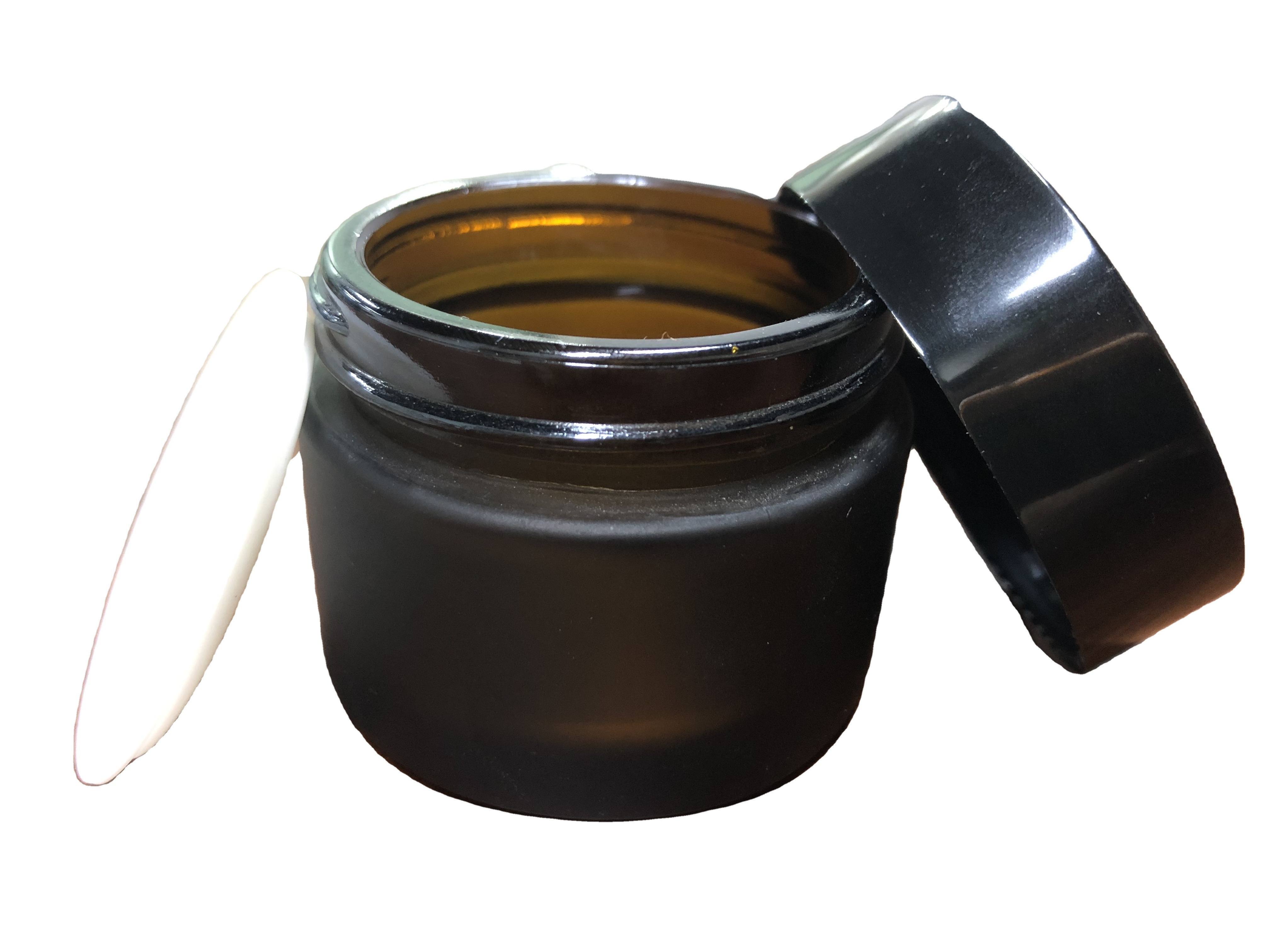 Kangyihong OEM cosmetic 50g cream jar amber glass jar with aluminum screw cap eye hand hair bottle skincare cosmetics empty
