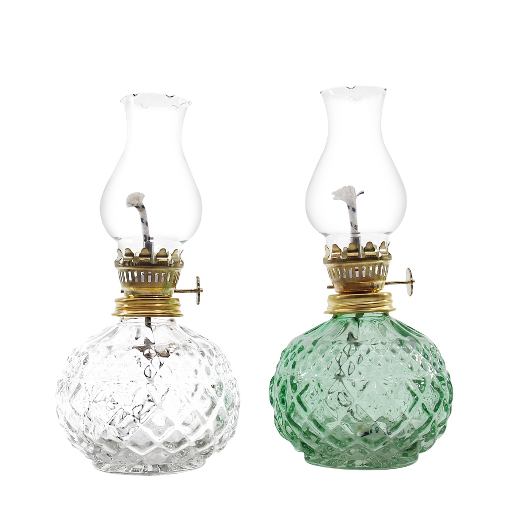 Kerosene Oil Lamp Glass Lamp Shade Clear Glass 250ml with Transparent Screen Printing Screw Cap Infusion