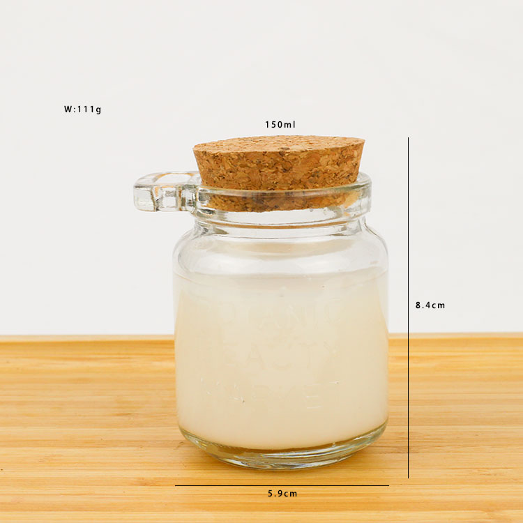 Kitchen 150ml Round Empty Clear Food Honey Storage Glass Bottle Jars with Wooden Spoon Lids