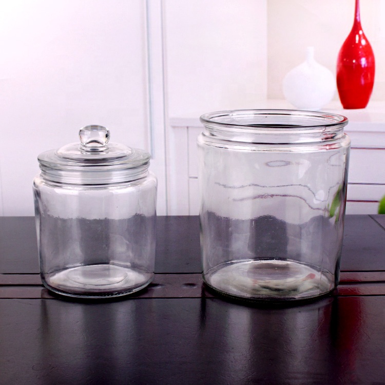 Kitchen 1liter 2 liter 4L 6L 8L large capacity food storage glass container with glass lid