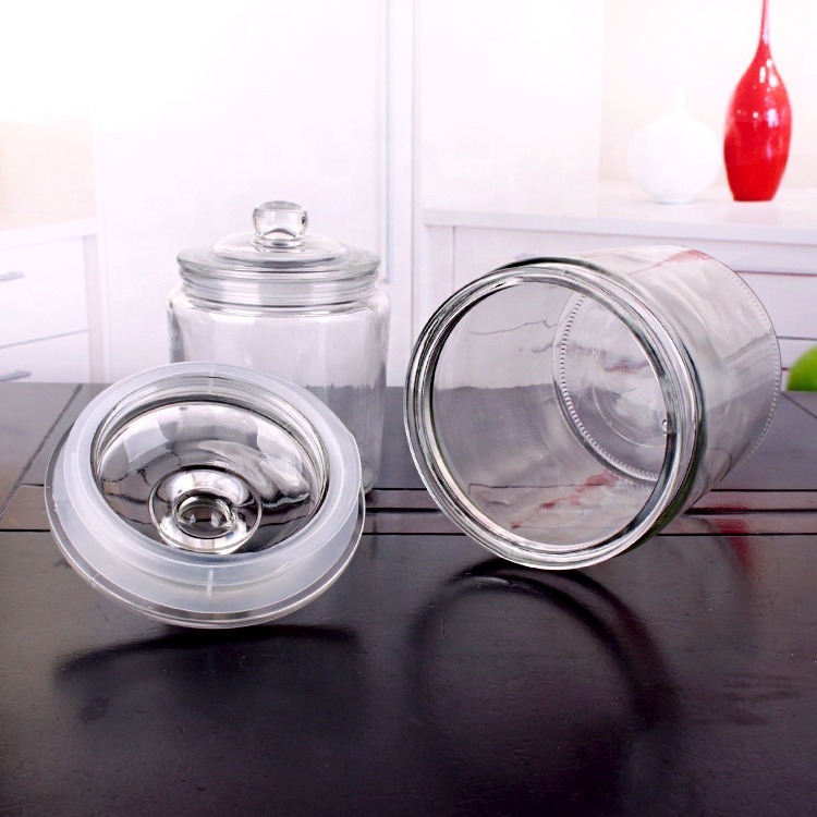 Kitchen 1liter 2 liter 4L 6L 8L large capacity food storage glass container with glass lid