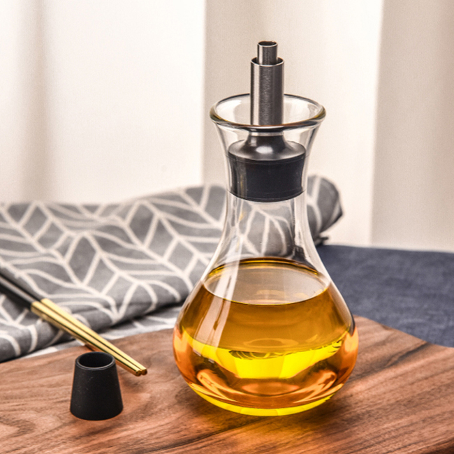 Kitchen 250ML Glass Bottle Pourer Vinegar Menage Liquid Spice Jar Olive Oil Dispenser