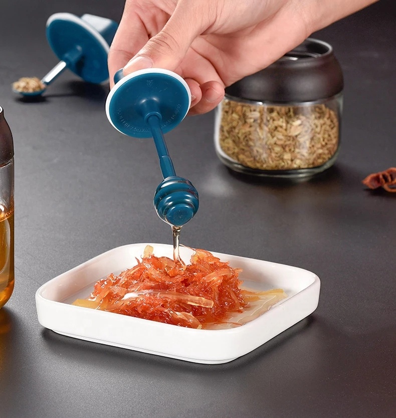 Kitchen 280ml Glass Spices Bottles Glass Sugar Salt Honey Storage Jar Seasoning Storage Box with Brush Spoon Lid Accessories