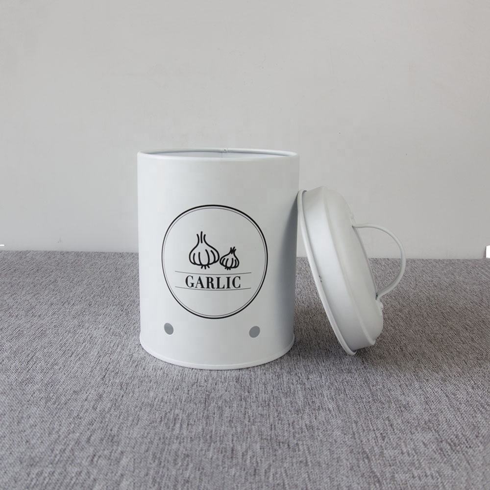 Kitchen 3 pieces metal Vegetable Potato Onion Garlic Food Bin canister storage jar with grater