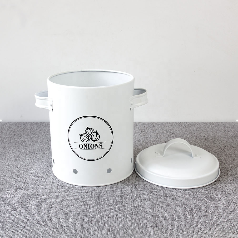 Kitchen 3 pieces metal Vegetable Potato Onion Garlic Food Bin canister storage jar with grater