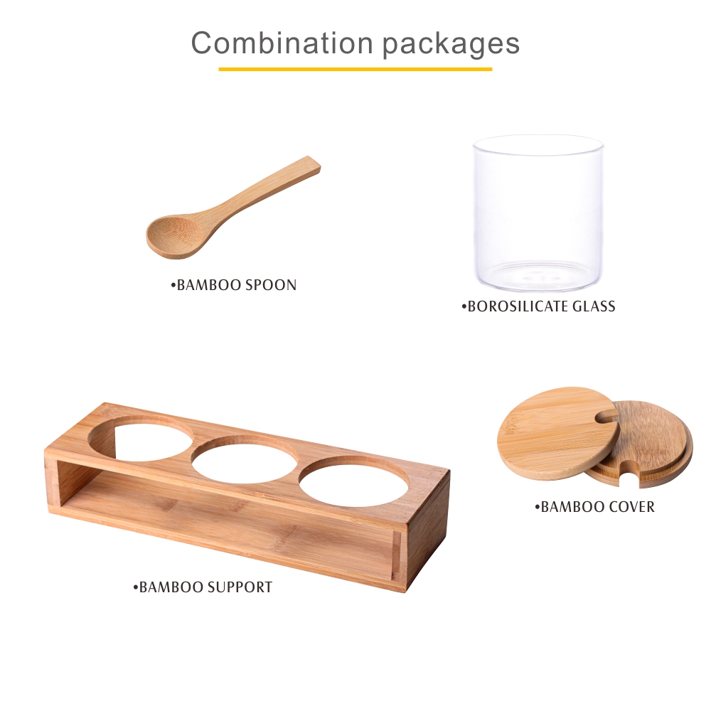 Kitchen Borosilicate 4 Pieces Food Container Seasoning Bottle Glass Jar Set For Sugar Salt Pepper