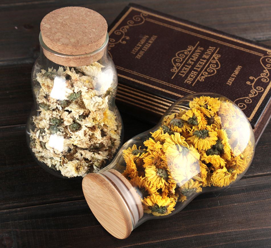 Kitchen Bottle Condiment Glass Jar Container Storage with Wooden Cork Lid Gourd Shaped