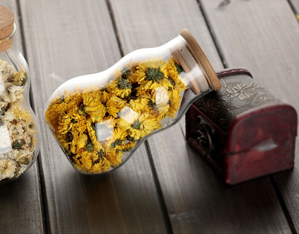 Kitchen Bottle Condiment Glass Jar Container Storage with Wooden Cork Lid Gourd Shaped