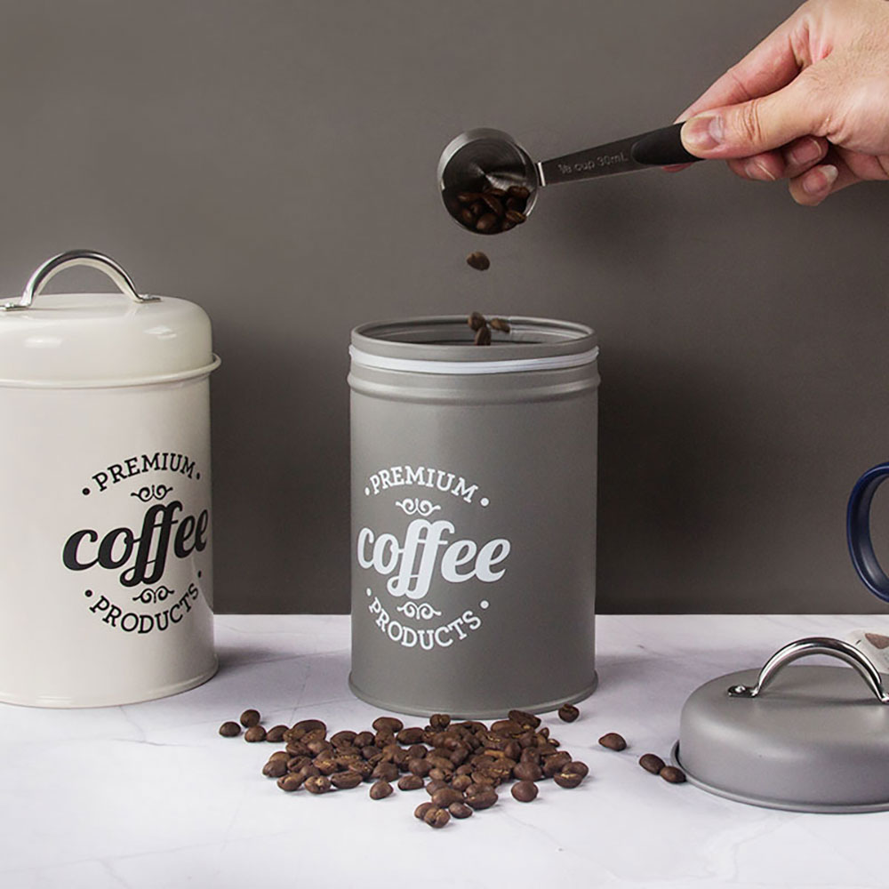 Kitchen Canister Jars with Lids White Metal Rustic Vintage Farmhouse Container Decor for Flour Sugar Coffee Tea Storage