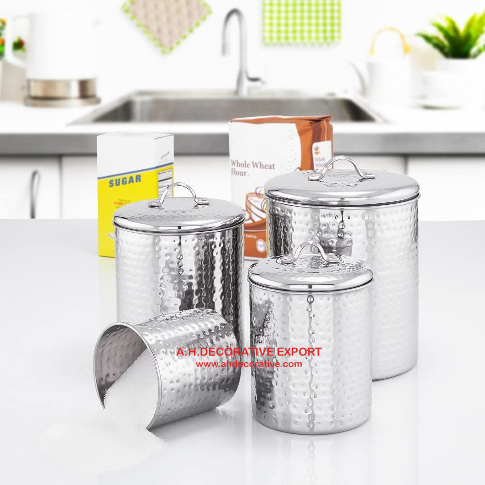 Kitchen Canister Sets of 4/Hammered Canister for Kitchen Storage