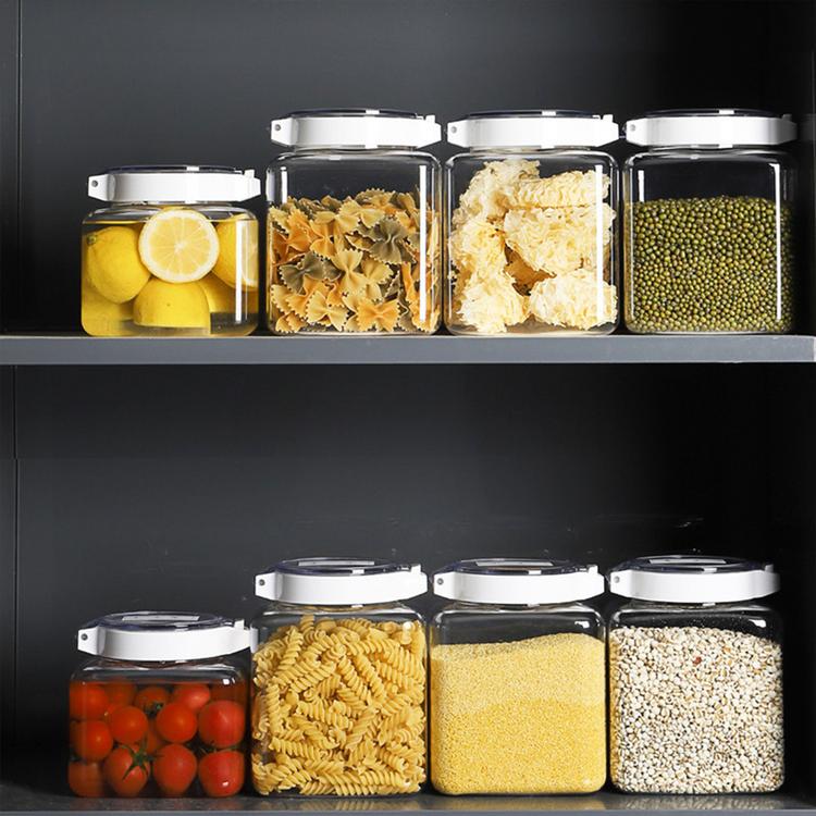 Kitchen Clear Seal Jar Plastic Moisture-proof Food Storage Box Storage Container Jar With Glass Lid