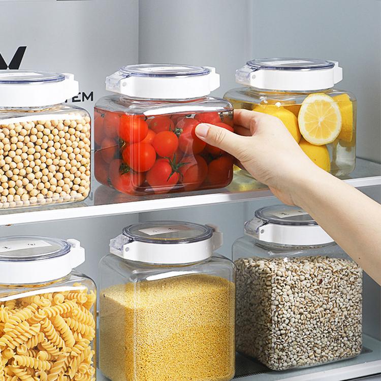 Kitchen Clear Seal Jar Plastic Moisture-proof Food Storage Box Storage Container Jar With Glass Lid