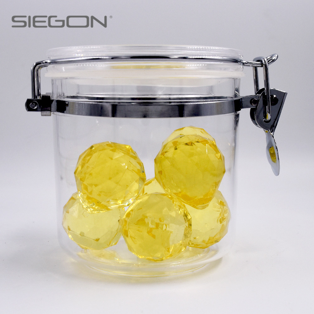 Kitchen Clear round with clamp airtight lids jar acrylic stotage jar for Household