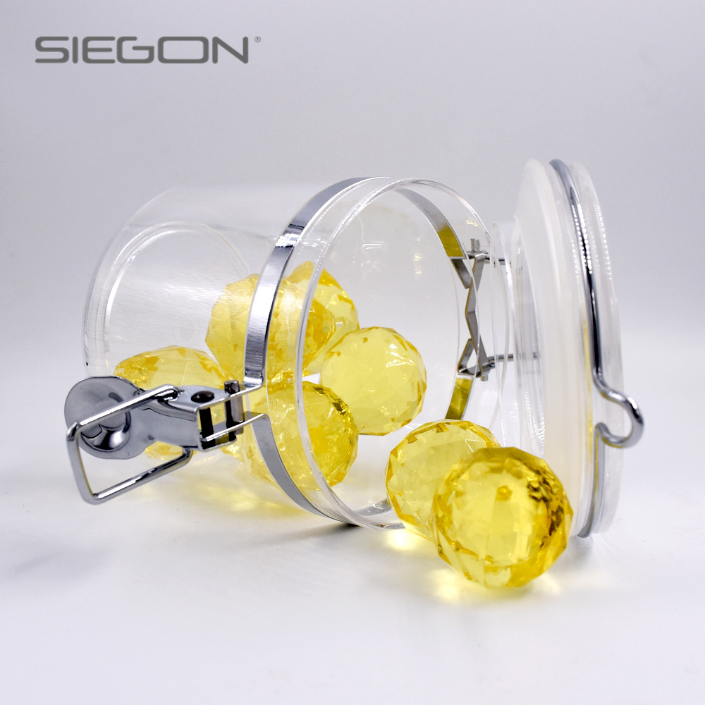Kitchen Clear round with clamp airtight lids jar acrylic stotage jar for Household