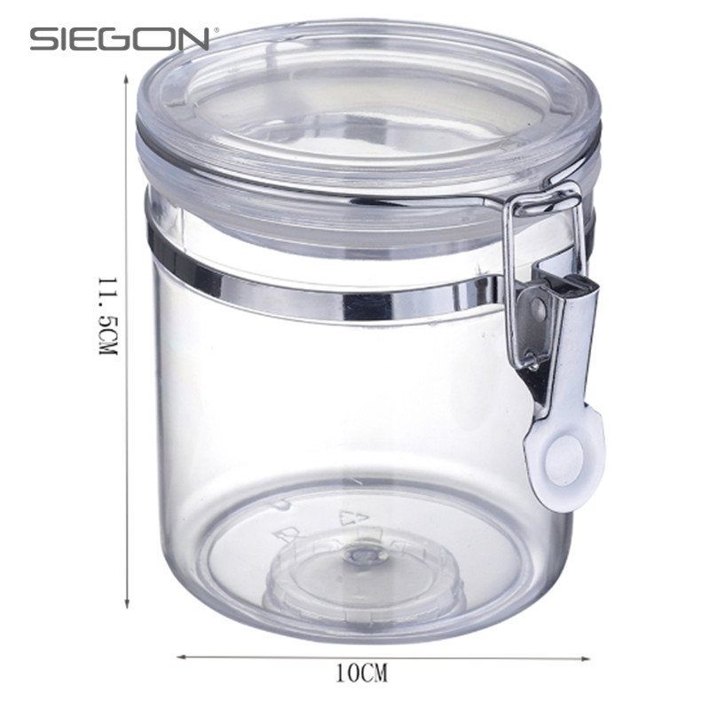Kitchen Clear round with clamp airtight lids jar acrylic stotage jar for Household