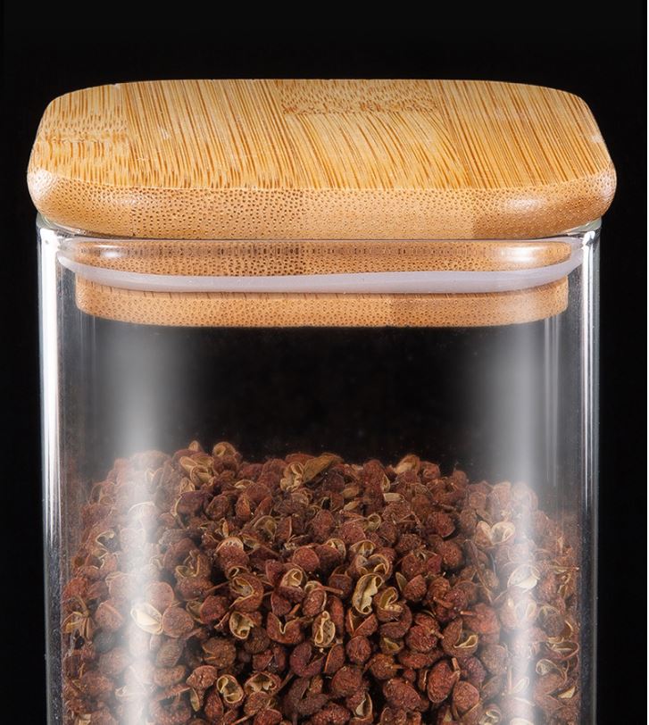 Kitchen Condiment Glass Jar Container Food Storage Bottle wide of 10cm with Airtight Bamboo Lid