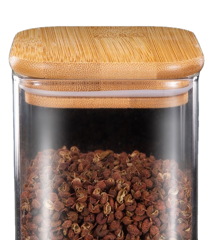 Kitchen Condiment Glass Jar Container Food Storage Bottle  wide of 8cm with Airtight Bamboo Lid