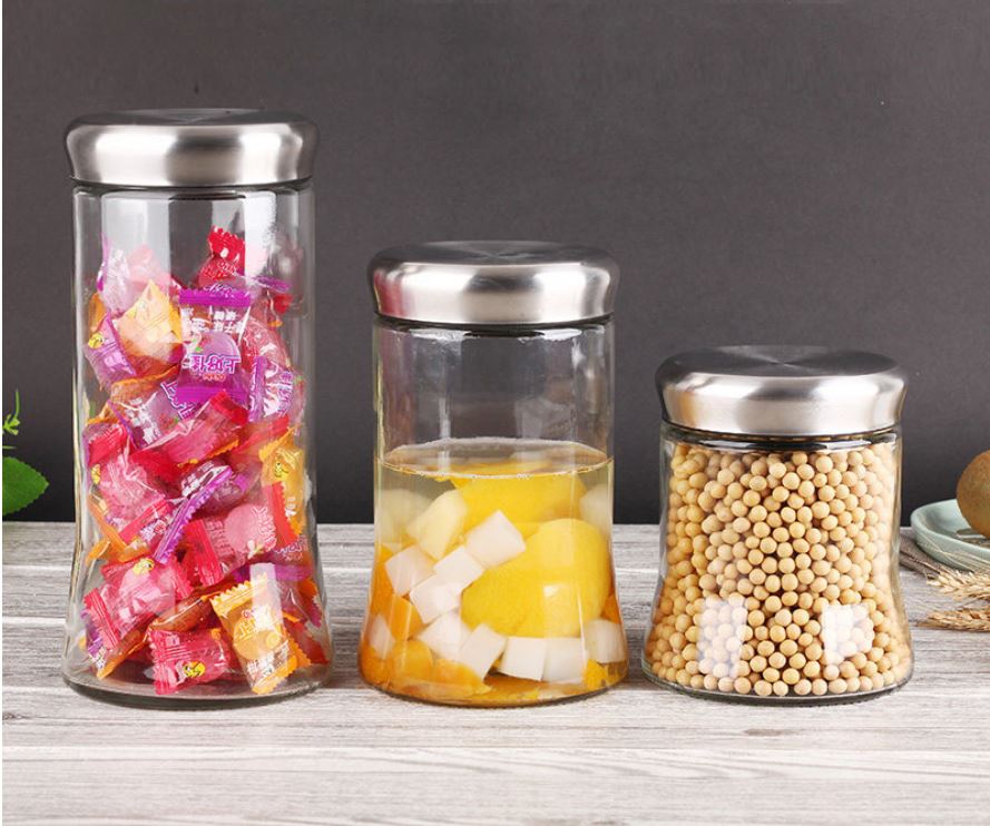 Kitchen Condiment Glass Jar Container Storage Bottle Canister for Pasta Food Coffee with Lid