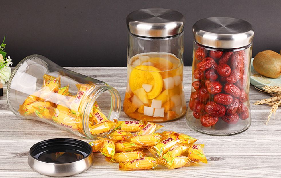 Kitchen Condiment Glass Jar Container Storage Bottle Canister for Pasta Food Coffee with Lid