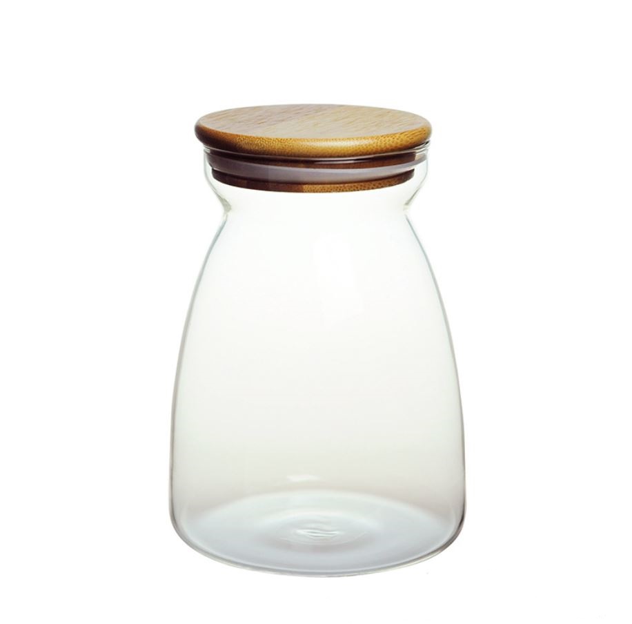 Kitchen Condiment Glass Jar Container Storage Bottle for Food Coffee with Bamboo Lid