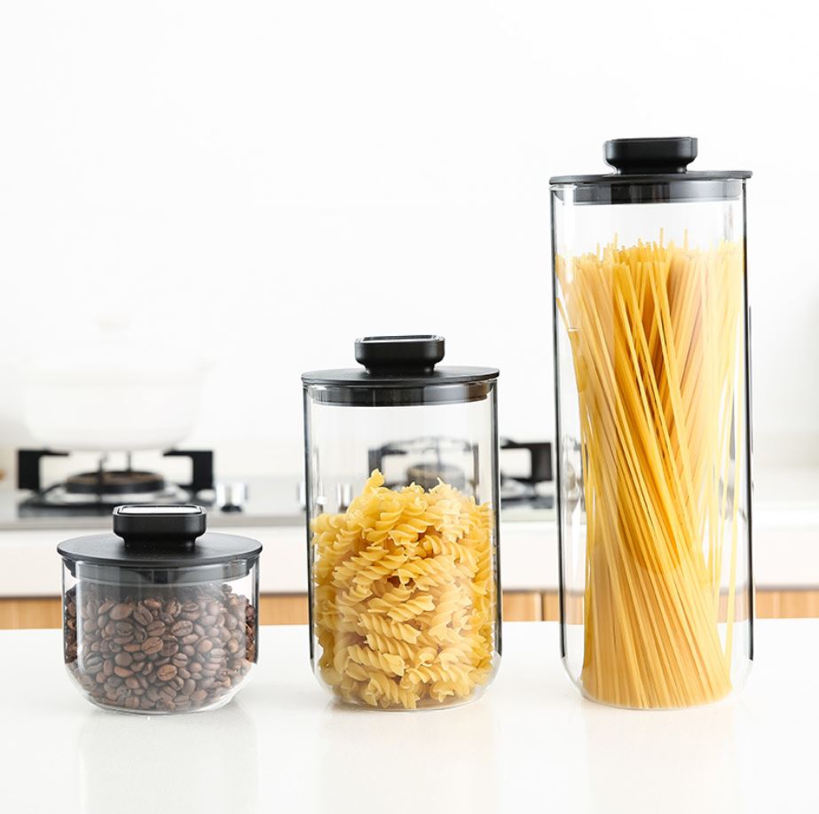 Kitchen Condiment Glass Jar Container Storage Bottle with Airtight Lid Canister