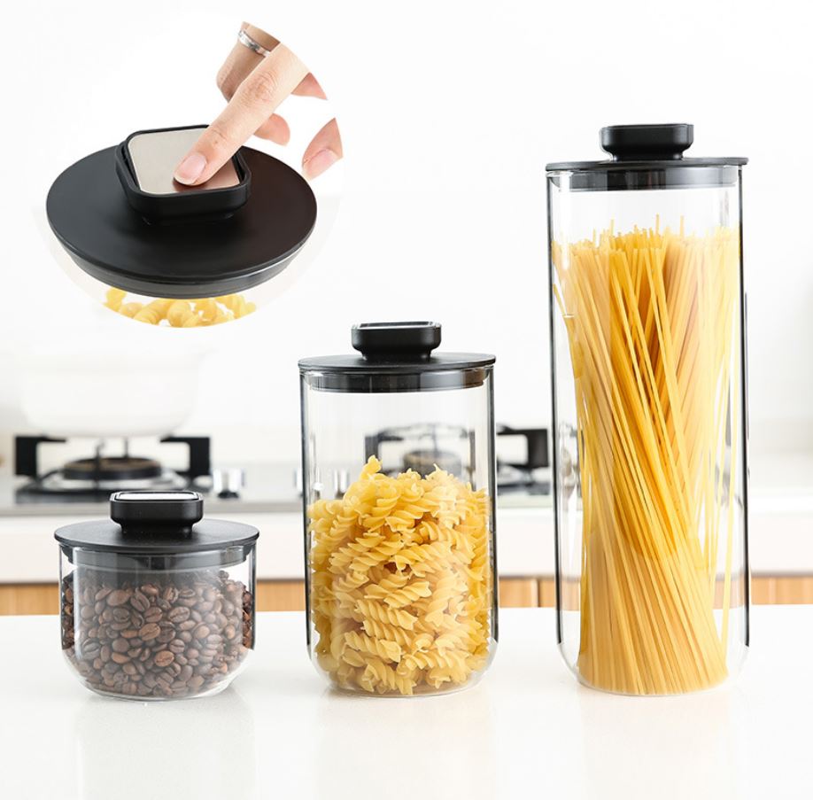 Kitchen Condiment Glass Jar Container Storage Bottle with Airtight Lid Canister