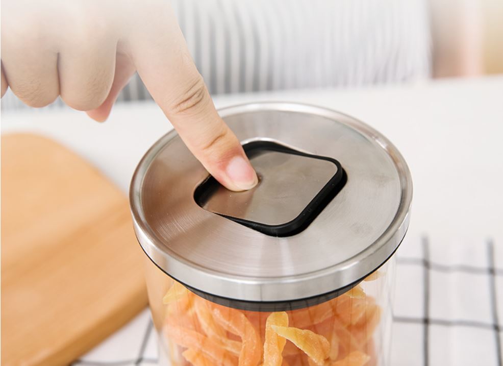 Kitchen Condiment Glass Jar Container Storage Bottle with Stainless Steel Airtight Lid Canister