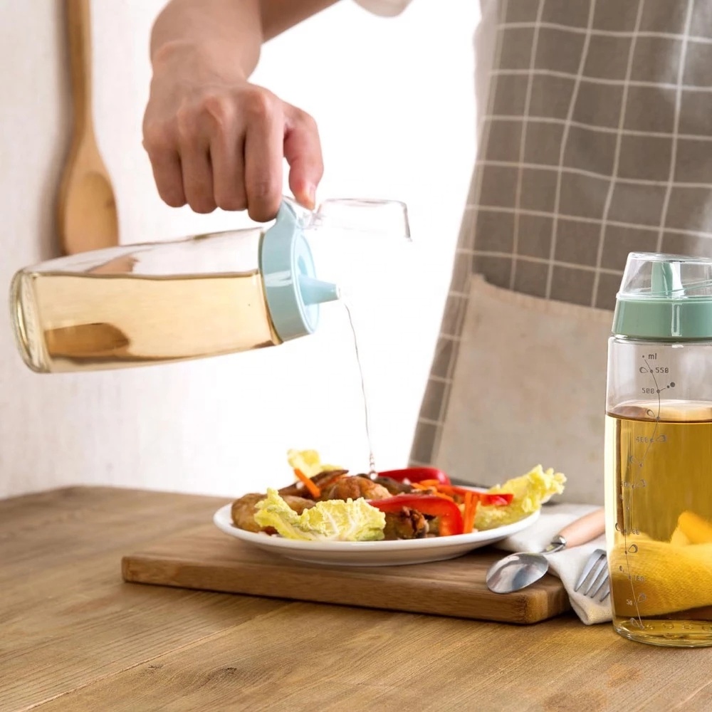 Kitchen Cooking Accessories Oil and Vinegar Glass Dispenser Bottle with Scale