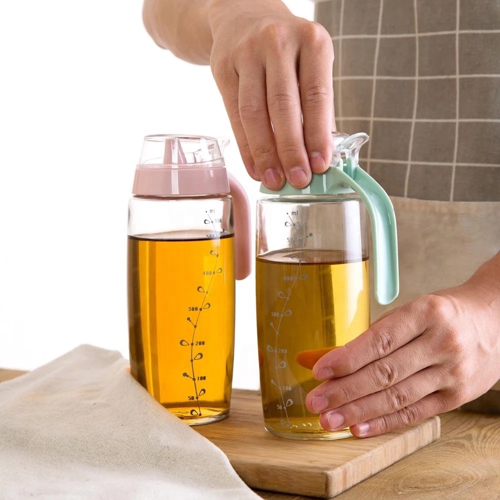 Kitchen Cooking Accessories Oil and Vinegar Glass Dispenser Bottle with Scale