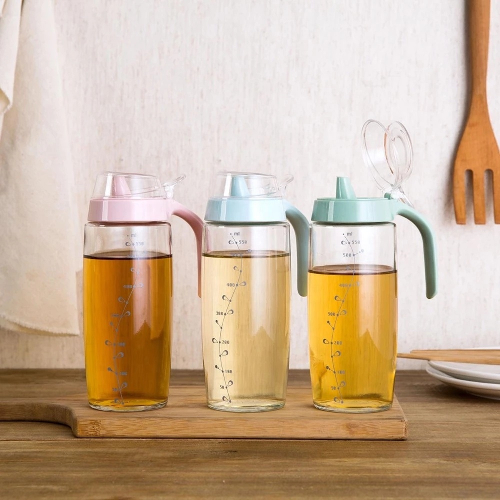 Kitchen Cooking Accessories Oil and Vinegar Glass Dispenser Bottle with Scale