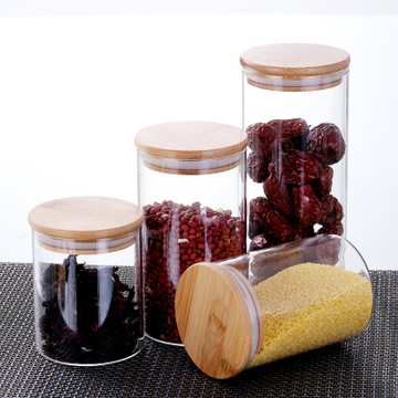 Kitchen Food Glass Storage Jars Spice Storage with Lid Rubber Seal