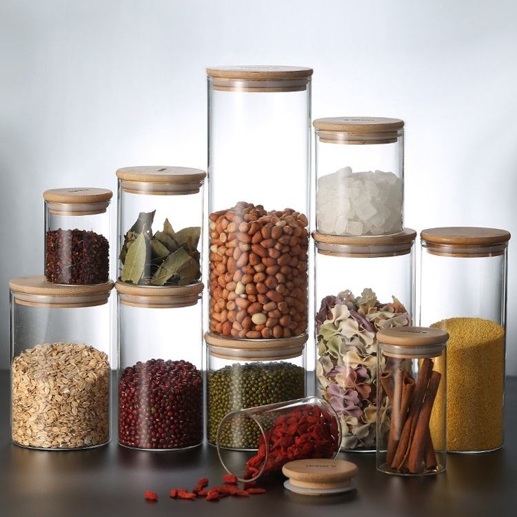 Kitchen Food Glass Storage Jars Spice Storage with Lid Rubber Seal
