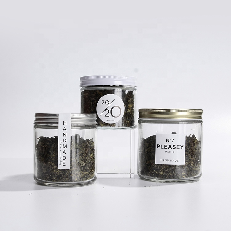 Kitchen Food Storage Cylinder Cookie Candies Canning Jar Set With Black Plastic Screw Cap