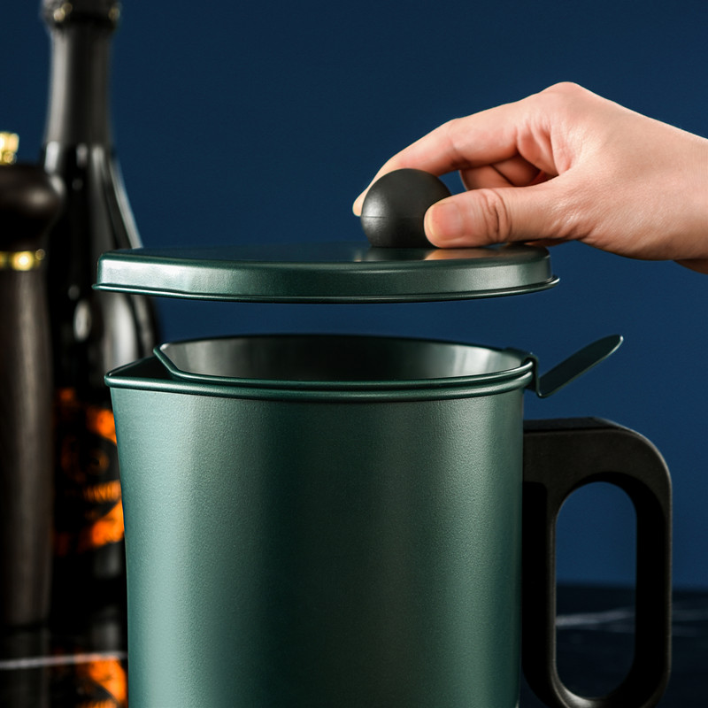 Kitchen Frying Oil Separator Filter Pot Bacon Grease Container Stainless Steel Oil Pot with Fine Mesh