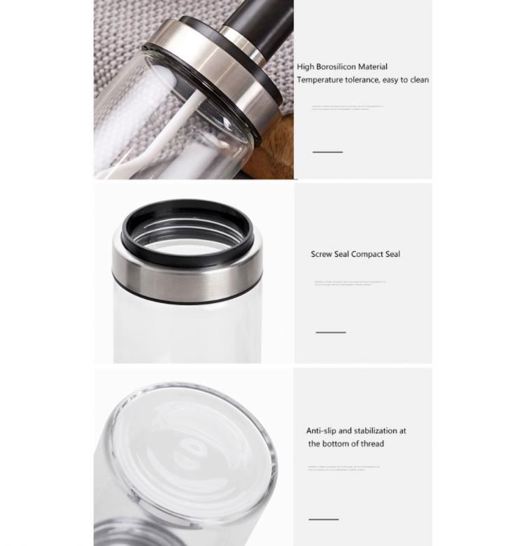 Kitchen Glass Seasoning Bottle Clear Spice Salt Storage Jar Can Container with Spoon Cooking Tool
